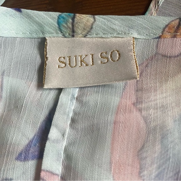 Sukiso Women’s Nomade Kimono In Botanica Long Duster Vacation Pool Resort MEDIUM - Picture 8 of 14